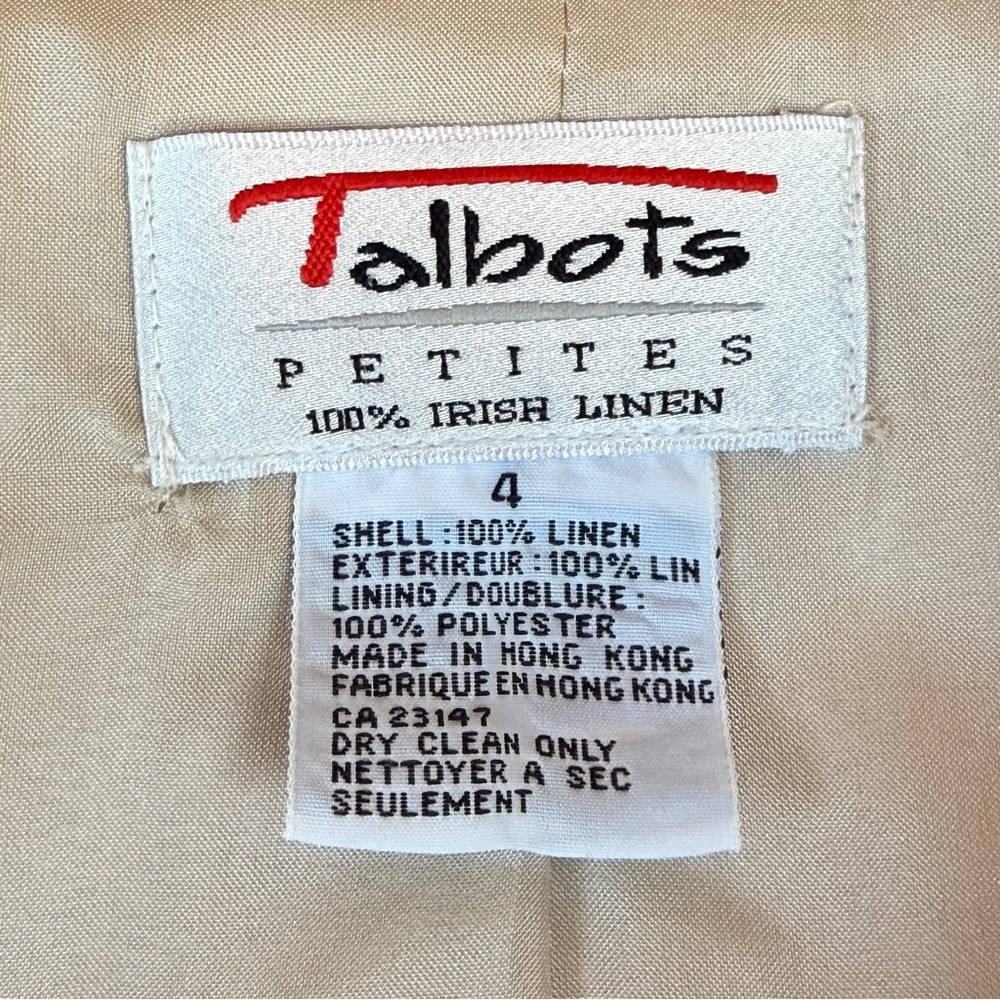 Neutral Linen Blazer | Classic Tailored Jacket | Size 4 - Picture 2 of 8